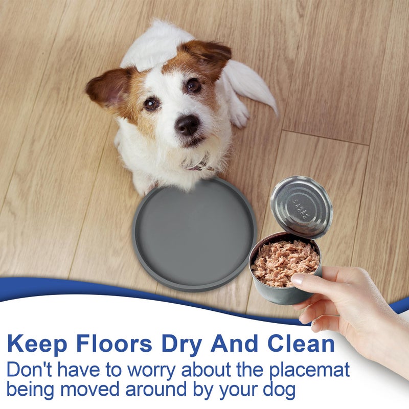 Arespark Pet Silicone Food Mat, Set of 2 Nonslip Waterproof Feeding Bowl Mat with Raised Edges for Food and Water Prevent Spills, Round Eating Tray for Dog Cat Puppy Kitten, 6'' x 6'' - Image 3