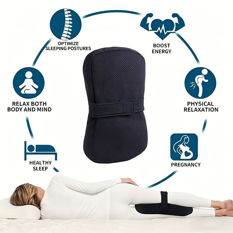 Ergonomic Leg Pillow For Side Sleepers Black Portable Machine Washable Soft 3D Fiber Filling Comfortably Relieves Knee And Joint Pain - Image 4