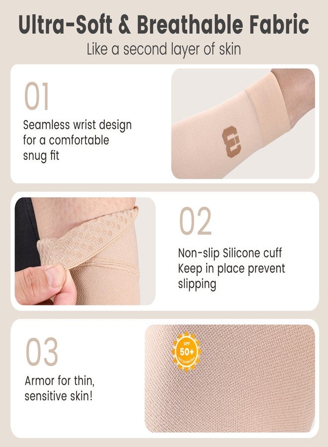 MGANG Lymphedema Medical Compression Arm Sleeve 15-20 mmHg, Full Arm Support with Silicone Band, Relieve Swelling Edema Post Surgery Recovery for Women Men, Daily Wear & Work, Beige XL - Image 4