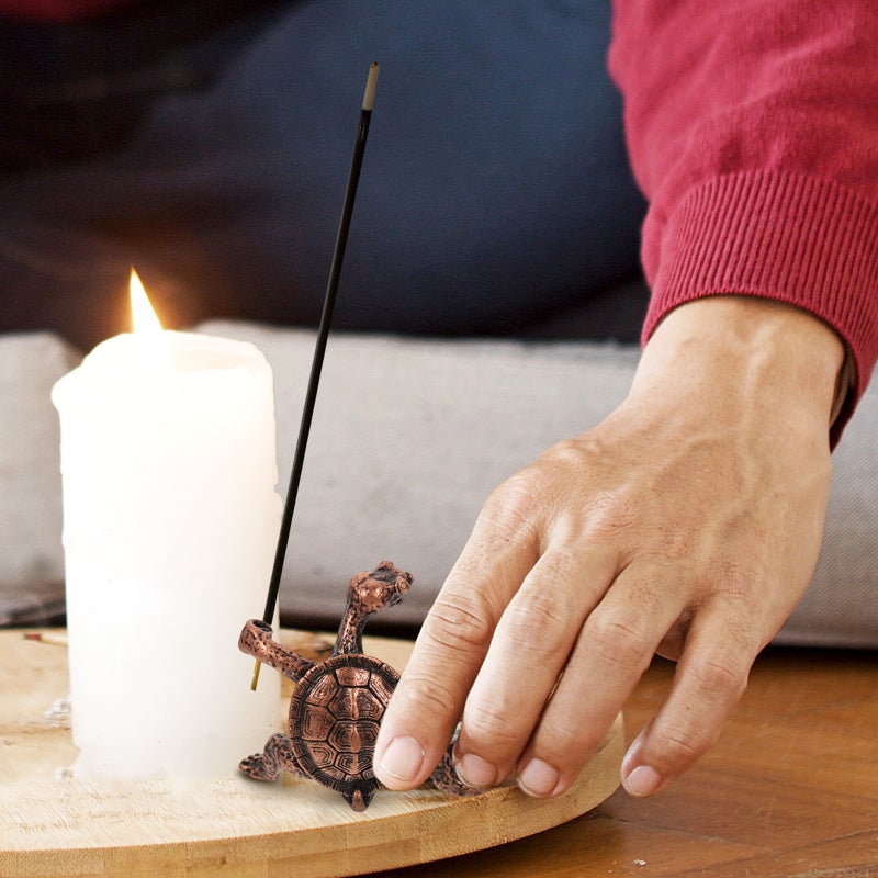 2Pcs Incense Stick Holder Metal Incense Burner Antique Turtle Shaped Incense Holder Home Decor - Image 4
