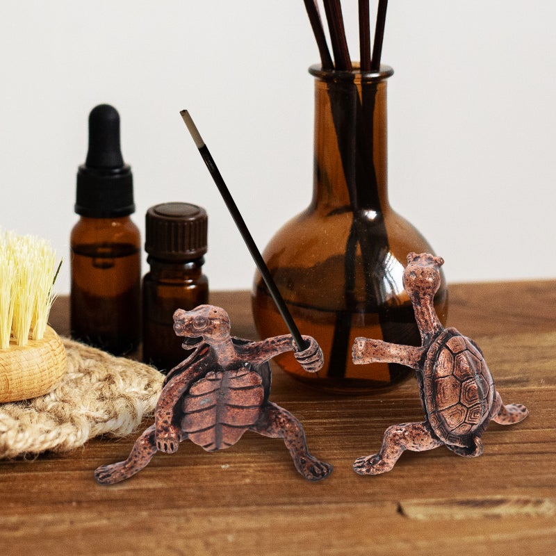 2Pcs Incense Stick Holder Metal Incense Burner Antique Turtle Shaped Incense Holder Home Decor - Image 5