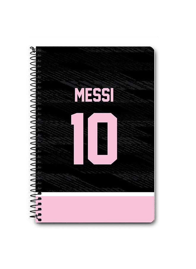 Stylizedd - Stylizedd Designer A5 Spiral Notebook Memo Notepad Journal -  Football Player Name - Messi Jersey no 10 Design A - Image 1