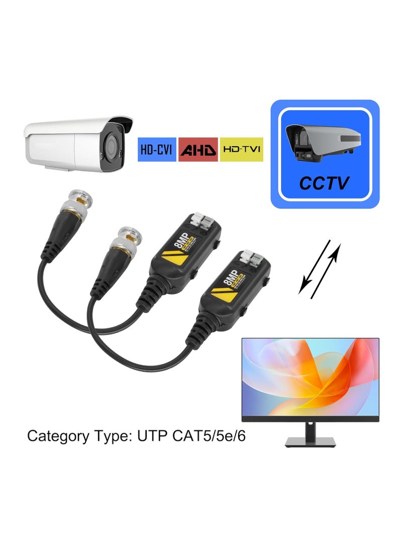 2 أزواج 8 ميجابكسل السلبي HD BNC موصلات فيديو Balun السلبي AHD TVI CVI CVBS جهاز الإرسال والاستقبال لكاميرات مراقبة الدوائر التلفزيونية المغلقة - Image 4