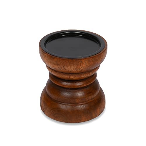 EDHAS Natural Mango Wood Candle Holder That Will Look Amazing in Your Home, Kitchen, Dining Room, or Bedroom (4" x 4" x 4”) - Image 1