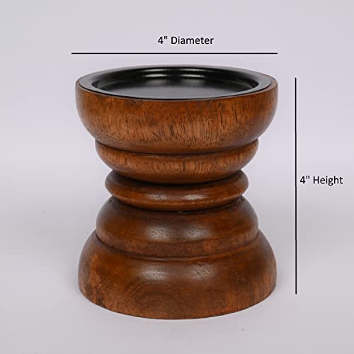 EDHAS Natural Mango Wood Candle Holder That Will Look Amazing in Your Home, Kitchen, Dining Room, or Bedroom (4" x 4" x 4”) - Image 5