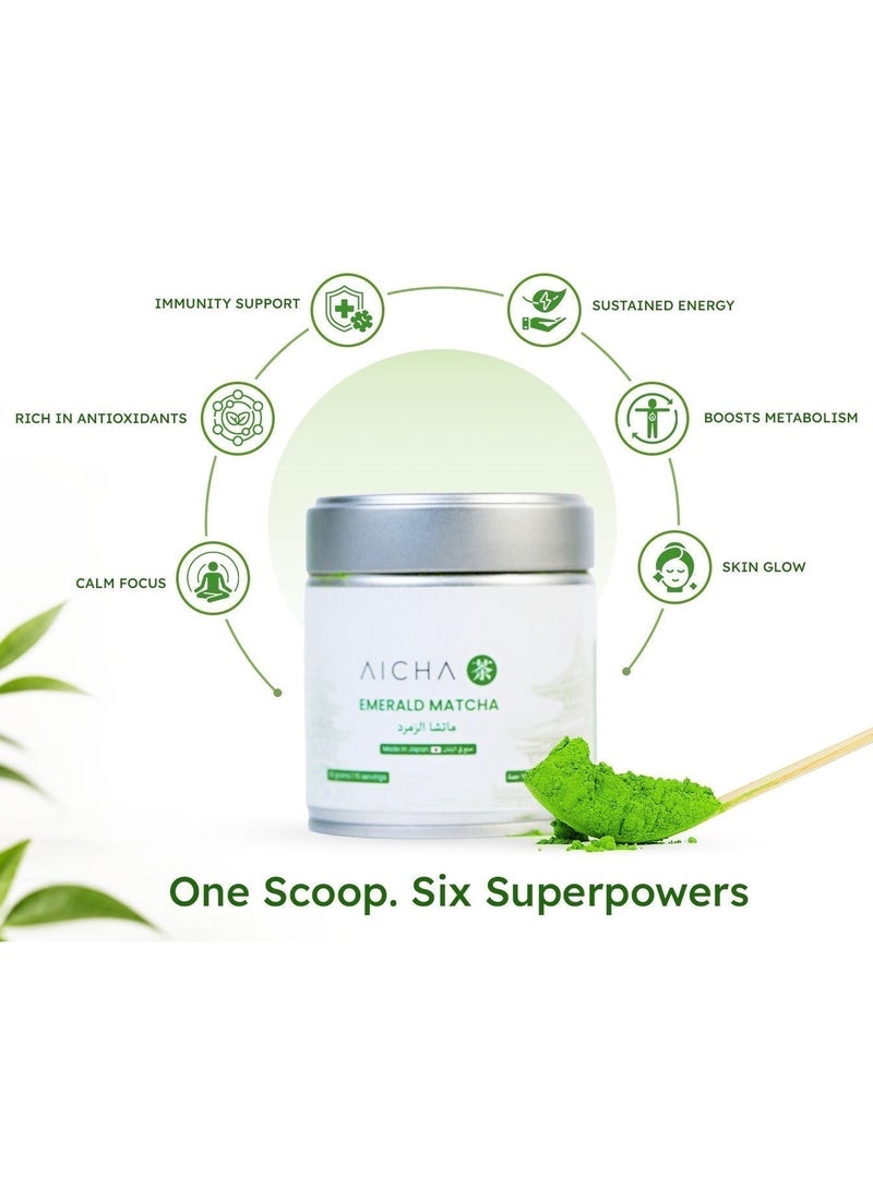 Aicha Emerald Matcha – 30g Ceremonial-Grade Uji Green Tea Powder, First Flush, Authentic Japanese Quality at Exceptional Value, Stone-Ground - Image 2
