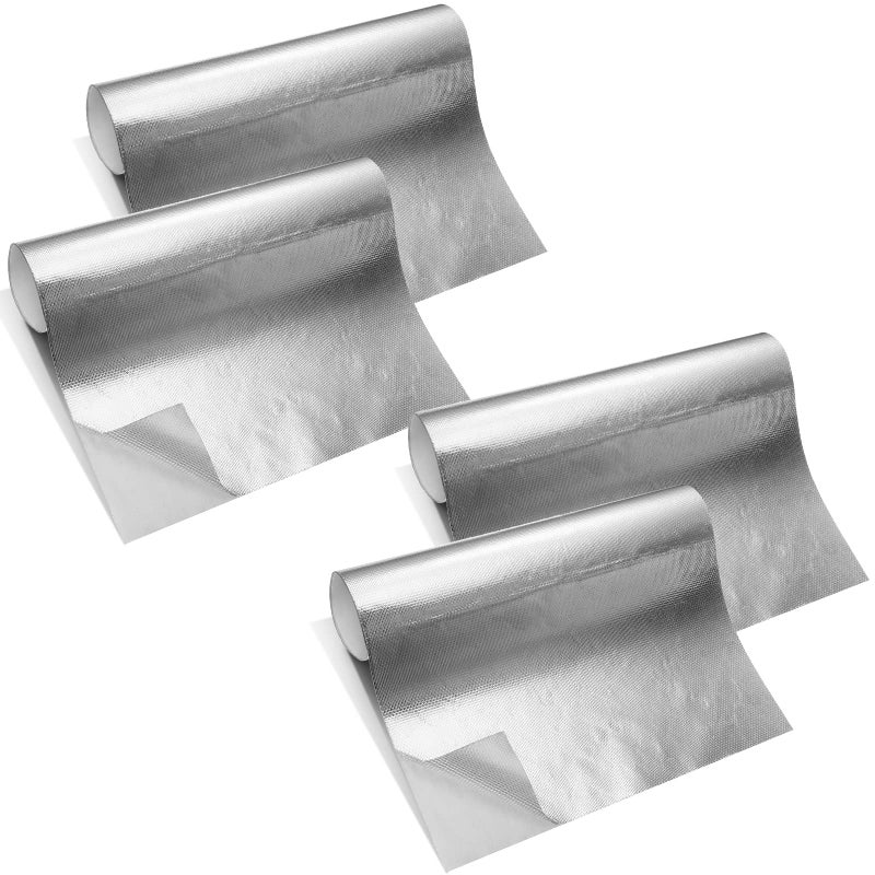 4 Sheet 12 x 30 Aluminized Heat Shield Adhesive Backed Thermal Barrier Insulation Wrap Adhesive Thermal Barrier Foil Tape Heat Resistant Tape Automotive Exhaust High Temp Protection