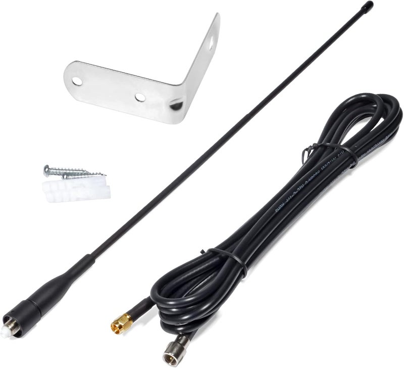 HYS 433Mhz Aerial 2.5dbi Omni 39CM(1.28ft) Antenna with 3M(9.8ft) RG58 Coaxial Cable SMA Male Plug and Mounting Bracket - Image 1