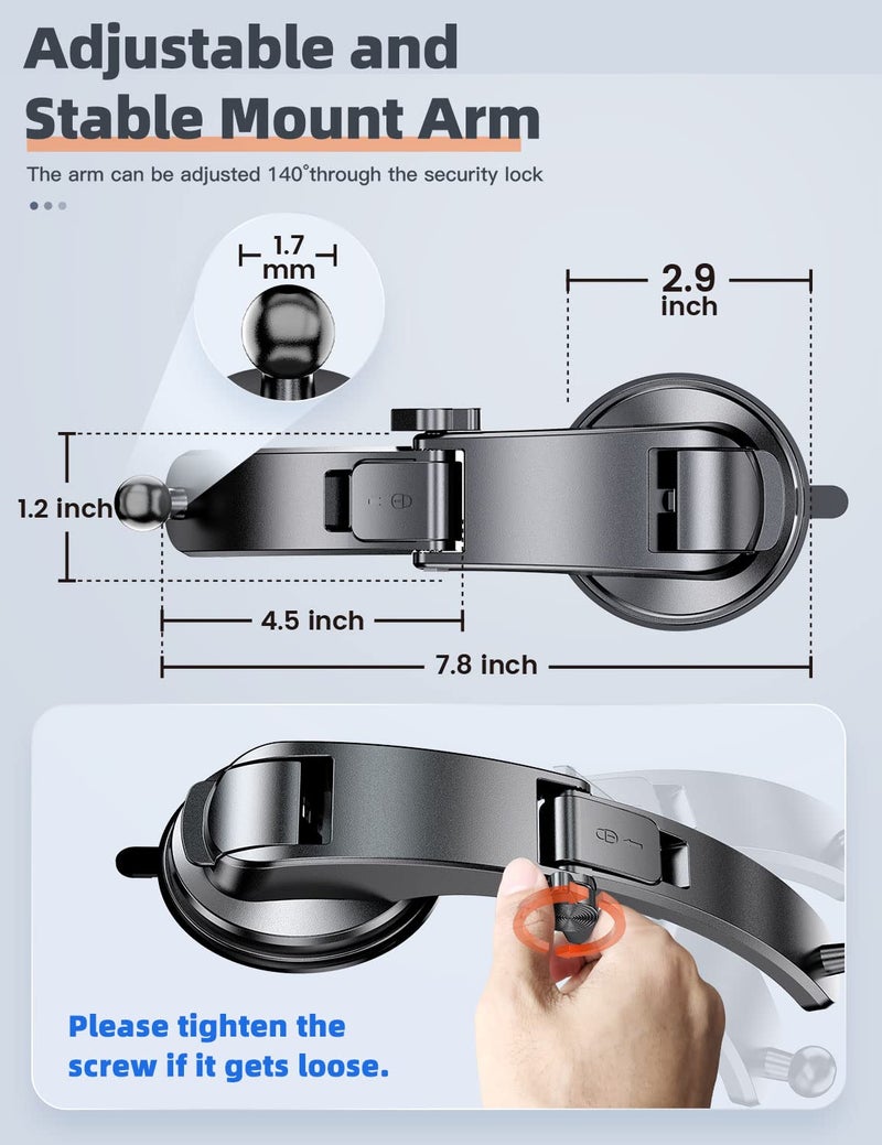 eSamcore iPad Holder for Car, Dashboard Tablet Holder for Car Suction Cup Mount with Large Clamp for All 6"-11" Apple iPad Accessory Samsung Galaxy Tab Tablet Stand - Image 4