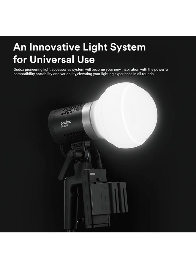 Godox - Godox ML-CD15 Diffusion Dome with 3 adapters, Flash Light Diffuser, Compatible for Godox V1 Series ML30 ML60 ML60BI AD200 AD200PRO AD300PRO AD400PRO V1S V1C V1N V1F V1O V860III-S TT685S TT660S - Image 1