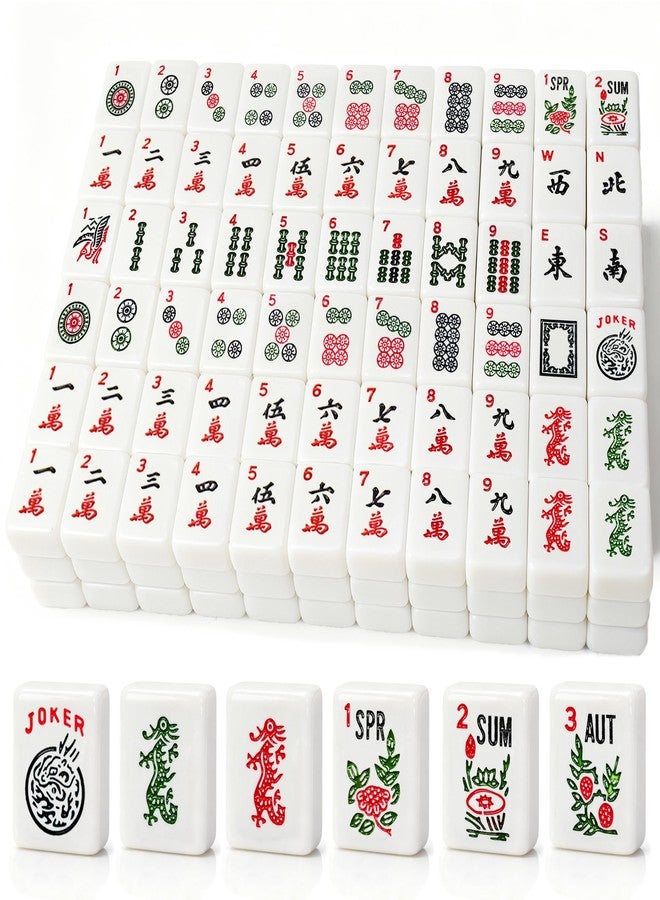 Dolcety American Mahjong Tile Set, 166 White Tiles Mahjong Set,Travel Mahjong Set with Gray Carrying Bag - Image 1