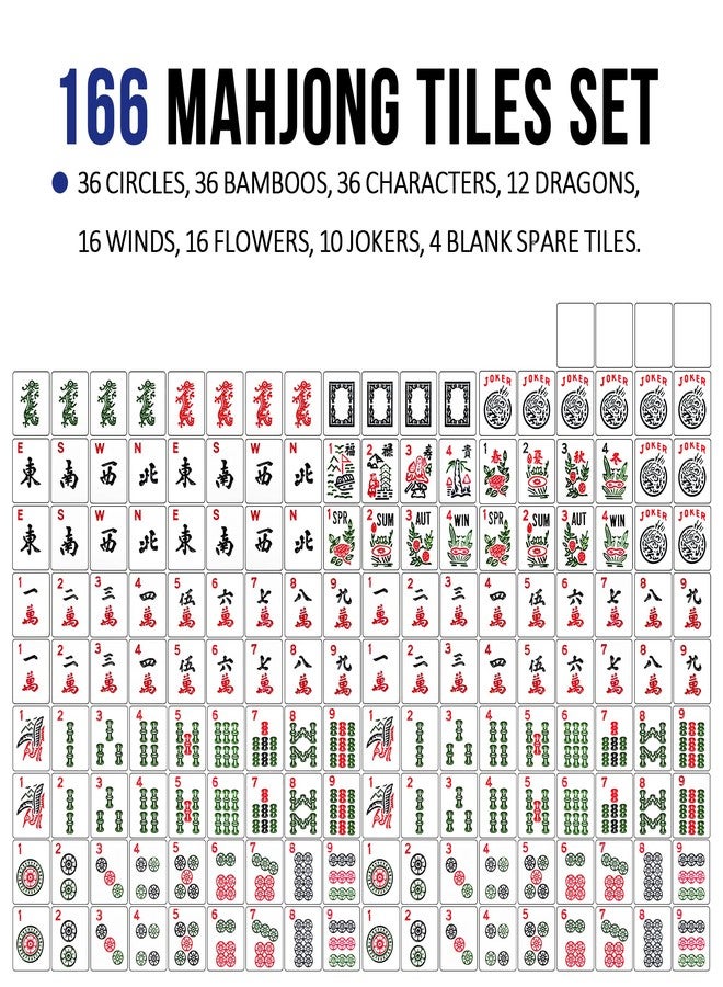 Dolcety American Mahjong Tile Set, 166 White Tiles Mahjong Set,Travel Mahjong Set with Gray Carrying Bag - Image 3