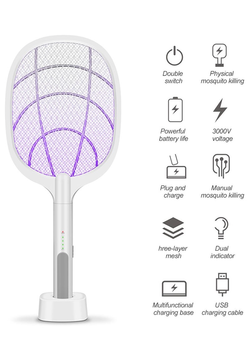 Generic 2 In1 USB Electric Bug Zapper, Mosquito Killer, Fruit Fly Swatter Zap, Rechargeable Electronic Swatter Pest Control, LED Lighting Lamp, 3 Layer Safety Mesh Safe to Touch  - Image 1