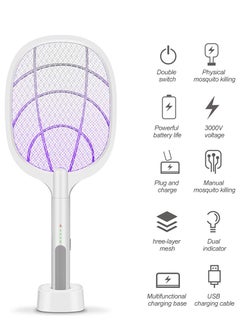 2 In1 USB Electric Bug Zapper, Mosquito Killer, Fruit Fly Swatter Zap, Rechargeable Electronic Swatter Pest Control, LED Lighting Lamp, 3 Layer Safety Mesh Safe to Touch