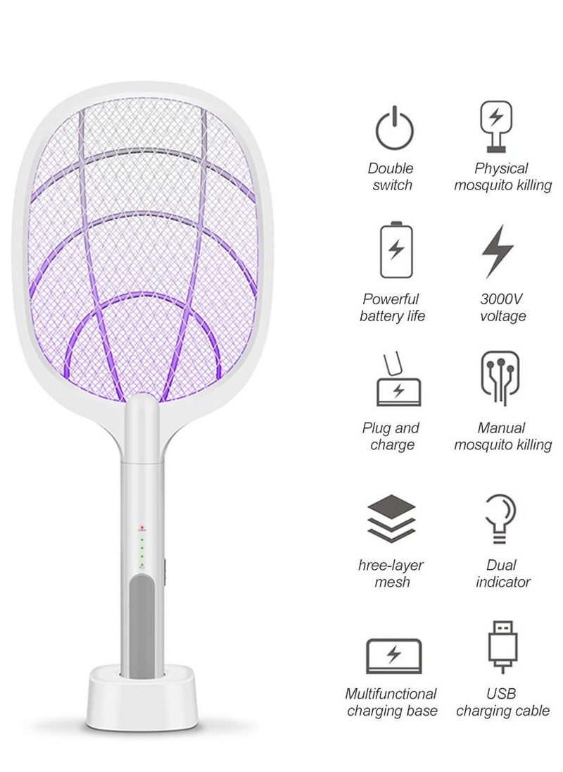Generic - 2 In1 USB Electric Bug Zapper, Mosquito Killer, Fruit Fly Swatter Zap, Rechargeable Electronic Swatter Pest Control, LED Lighting Lamp, 3 Layer Safety Mesh Safe to Touch - Image 1