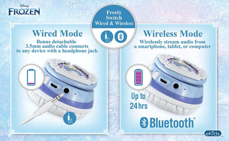 eKids Disney Frozen 2 Bluetooth Headphones with Microphone, Volume Reduced to Protect Hearing, Adjustable Wireless Headphones for School Home Travel, for Fans of Anna and Elsa - Image 5