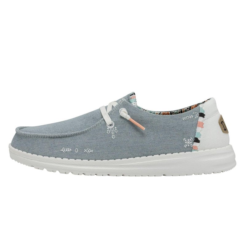 Hey Dude Women's Wendy Boho Light Denim Size 7 | Women’s Shoes | Women’s Lace Up Loafers | Comfortable & Light-Weight - Image 1