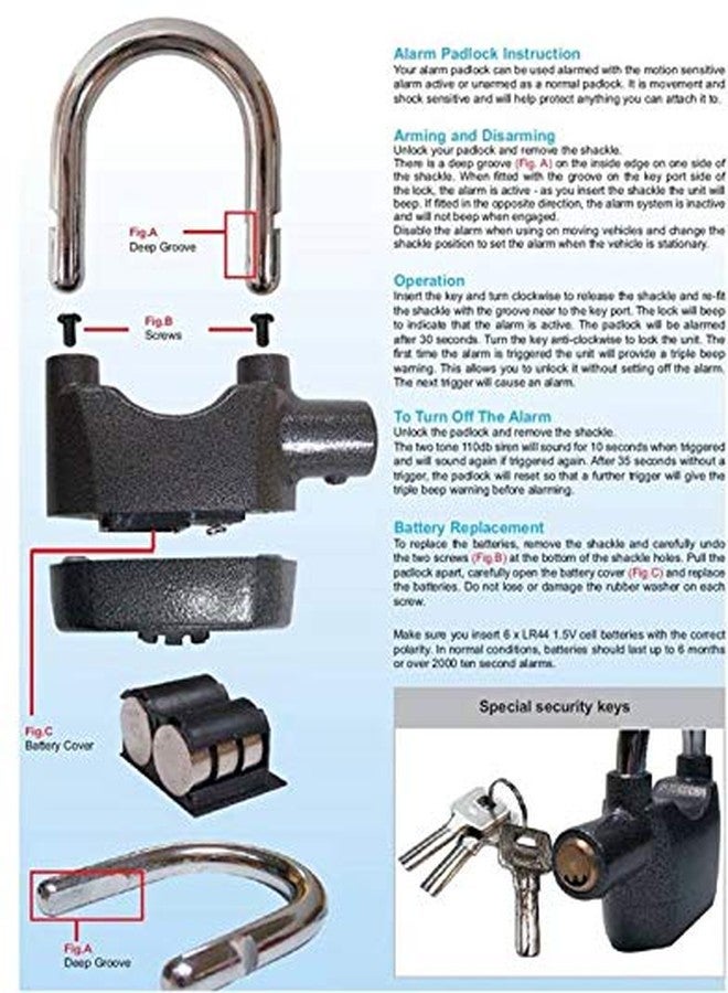 FStyler Portable Security Electronic Touch Siren Alarm Lock for Home/Bike/Cars/Office Safety Lock (Black) - Image 3