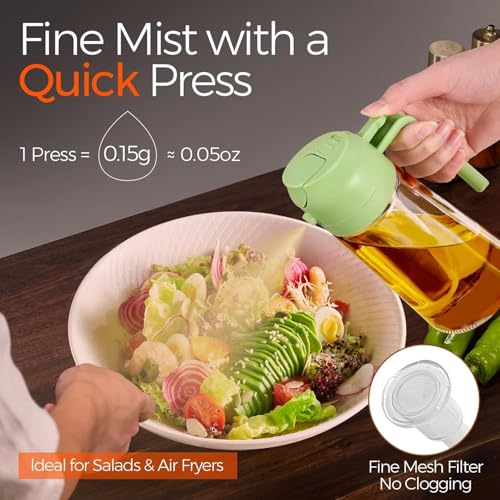 DUKAAN Oil Spray Bottle for Cooking, Premium Glass 2 in 1 Oil Dispenser for Kitchen, Food Grade Oil Sprayer Containers with Nozzle, Oil Bottle for Air Fryer, Roasting and Frying 500 ML (Multicolour) - Image 5
