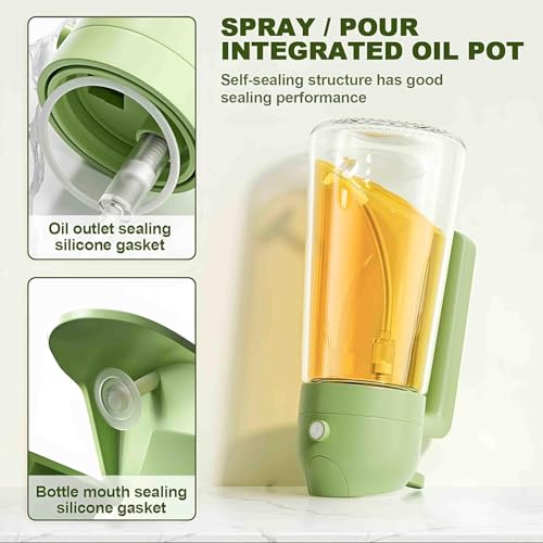 DUKAAN Oil Spray Bottle for Cooking, Premium Glass 2 in 1 Oil Dispenser for Kitchen, Food Grade Oil Sprayer Containers with Nozzle, Oil Bottle for Air Fryer, Roasting and Frying 500 ML (Multicolour) - Image 2