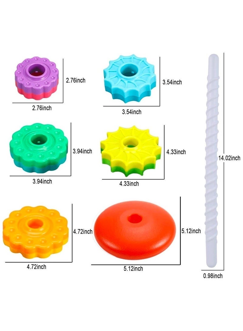 SUZZ Spinning Stacking Toys - Montessori Educational Toy for Toddlers, Rainbow Tower with Spin Gears - Perfect Birthday Gift for Ages 1-3 - Image 4