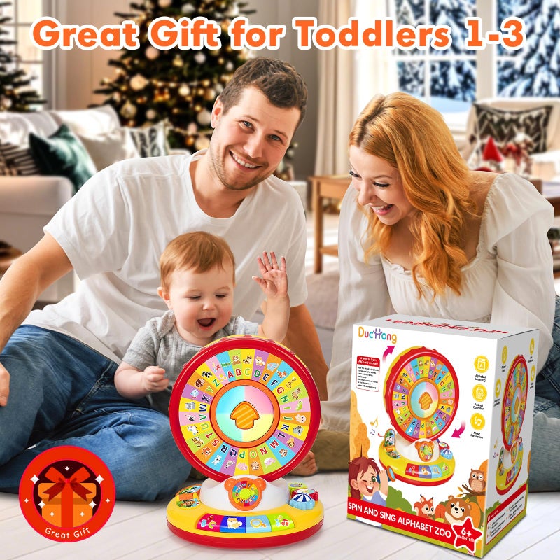 Duchong Learning Toy for 1 2 3 Year Old Boys Girls, Spin and Sing Alphabet Musical Toys with Light and Animal Sounds, Interactive Games for Toddlers 12-18 Months, Christmas Birthday Gifts for Baby Ages 1-3 - Image 2