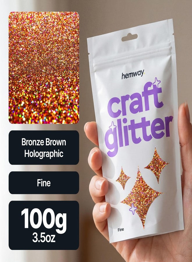 Hemway Craft Glitter Bronze Brown Holographic 100g Fine Glitter for Crafts, Resin, Epoxy, Tumbler, Art, Candle, Decorations, Crafting Supplies - Image 2