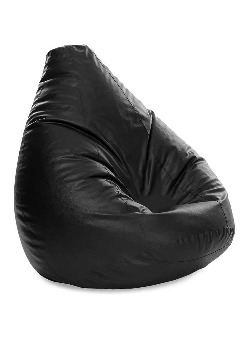 COMFY ADULT MULTI PURPOSE FAUX LEATHER BEAN BAG WITH VIRGIN BEANS FILLING BLACK - Image 3