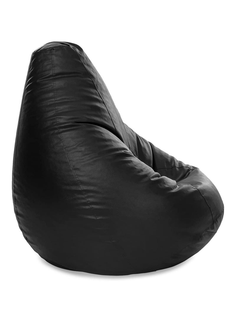 COMFY ADULT MULTI PURPOSE FAUX LEATHER BEAN BAG WITH VIRGIN BEANS FILLING BLACK - Image 2