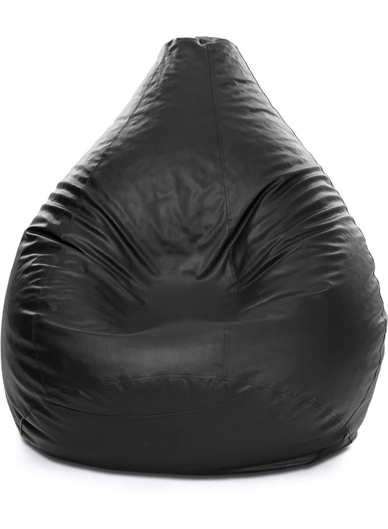 COMFY ADULT MULTI PURPOSE FAUX LEATHER BEAN BAG WITH VIRGIN BEANS FILLING BLACK - Image 1