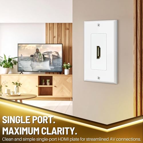 MX وحدة موصل HDMI إلى HDMI للجدار 45×45 مم أنثى إلى أنثى، متوافقة مع لوحات المقابس المعيارية في المملكة المتحدة وأوروبا، منفذ HDMI جاهز بدقة 4K للتلفاز، جهاز العرض، المنزل والمكتب - Image 2