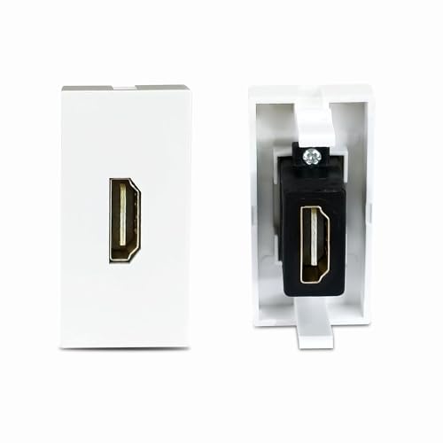 MX وحدة موصل HDMI إلى HDMI للجدار 45×45 مم أنثى إلى أنثى، متوافقة مع لوحات المقابس المعيارية في المملكة المتحدة وأوروبا، منفذ HDMI جاهز بدقة 4K للتلفاز، جهاز العرض، المنزل والمكتب - Image 1