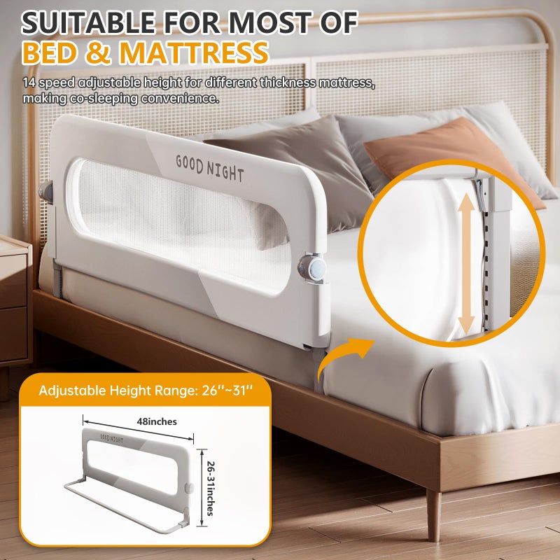 strenkitech Foldable Toddler Bed Rails - Kids Guard Bumper for Crib Safe Bed Side Rail for Twin Queen King Full Size Bedsï¼ˆ48inchï¼‰ - Image 4