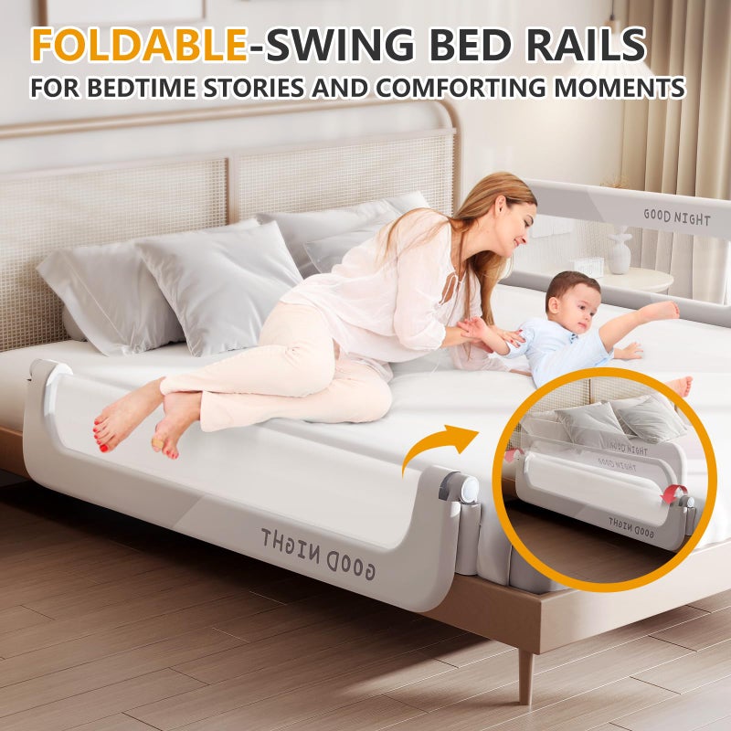 strenkitech Foldable Toddler Bed Rails - Kids Guard Bumper for Crib Safe Bed Side Rail for Twin Queen King Full Size Bedsï¼ˆ48inchï¼‰ - Image 2