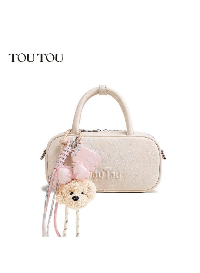 Toutou Faux Leather Bowling Bag, Shoulder Crossbody Bag For Women, Boston Style, Commuter Bag For Work, Qixi Festival Gift For Girlfriend - Image 1