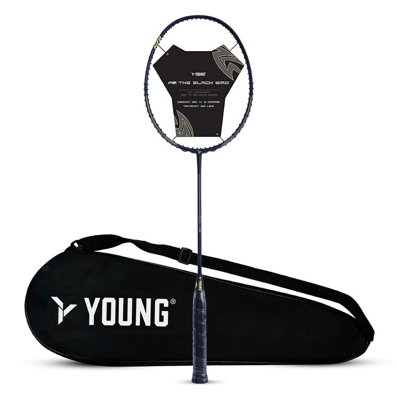 Young Black Bird P11 (30T Top Grade Japanese Graphite, 32LBS) Power-Speed Frame, Head Heavy Performance Grade Badminton Racket with Full Cover - Image 5