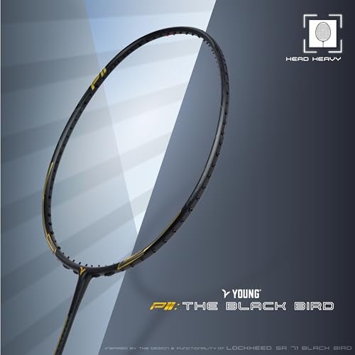 Young Black Bird P11 (30T Top Grade Japanese Graphite, 32LBS) Power-Speed Frame, Head Heavy Performance Grade Badminton Racket with Full Cover - Image 2