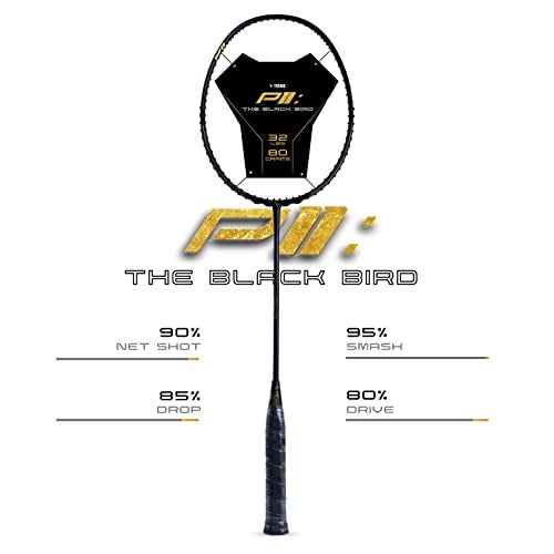 Young Black Bird P11 (30T Top Grade Japanese Graphite, 32LBS) Power-Speed Frame, Head Heavy Performance Grade Badminton Racket with Full Cover - Image 4