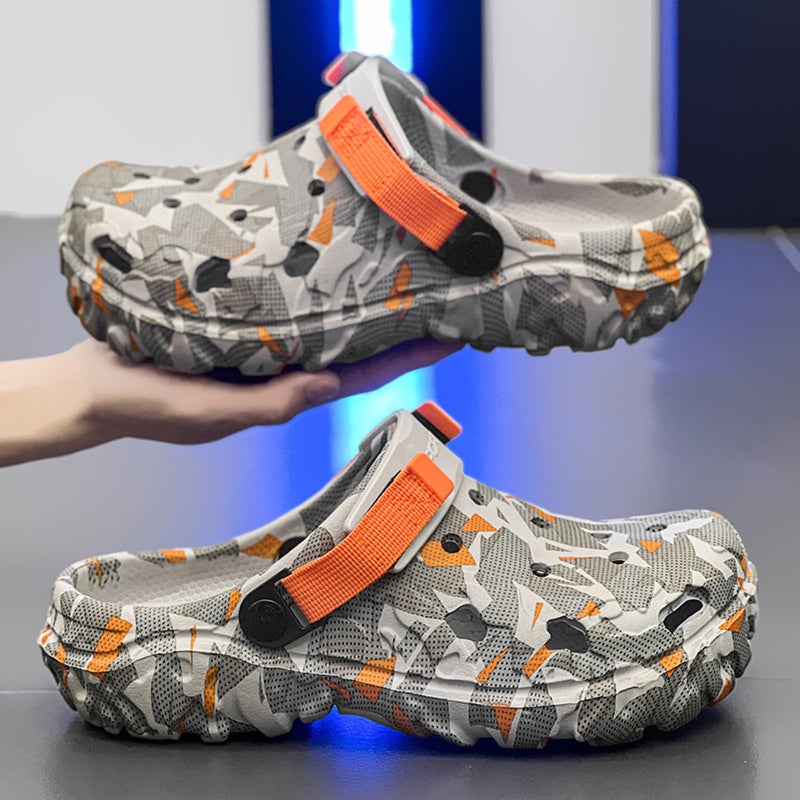 FLIOZY Men Slip On Garden Clogs Shoes: Summer Beach Sandals - Non Slip Outdoor Classic Slippers Orange 44 - Image 4