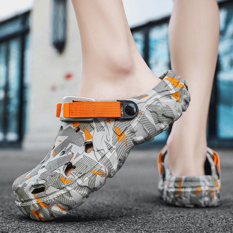 FLIOZY Men Slip On Garden Clogs Shoes: Summer Beach Sandals - Non Slip Outdoor Classic Slippers Orange 44 - Image 5