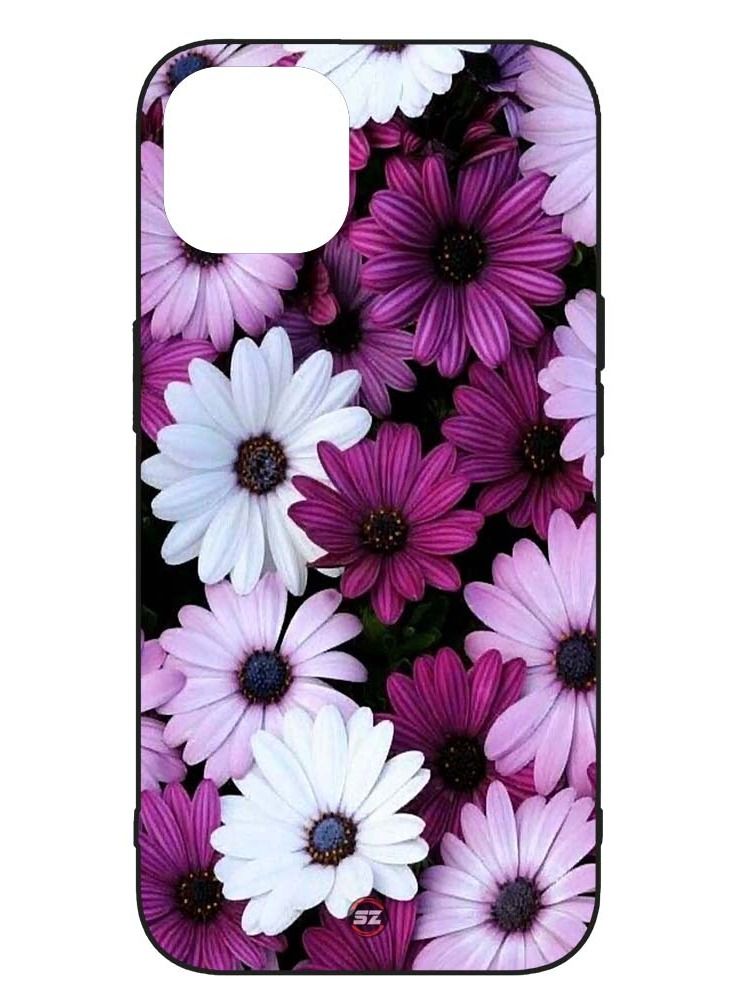 Service Zone Protective Printed Mobile Cover Gerbera Pink And Purpule Flowers For Apple iPhone 12 - Image 1
