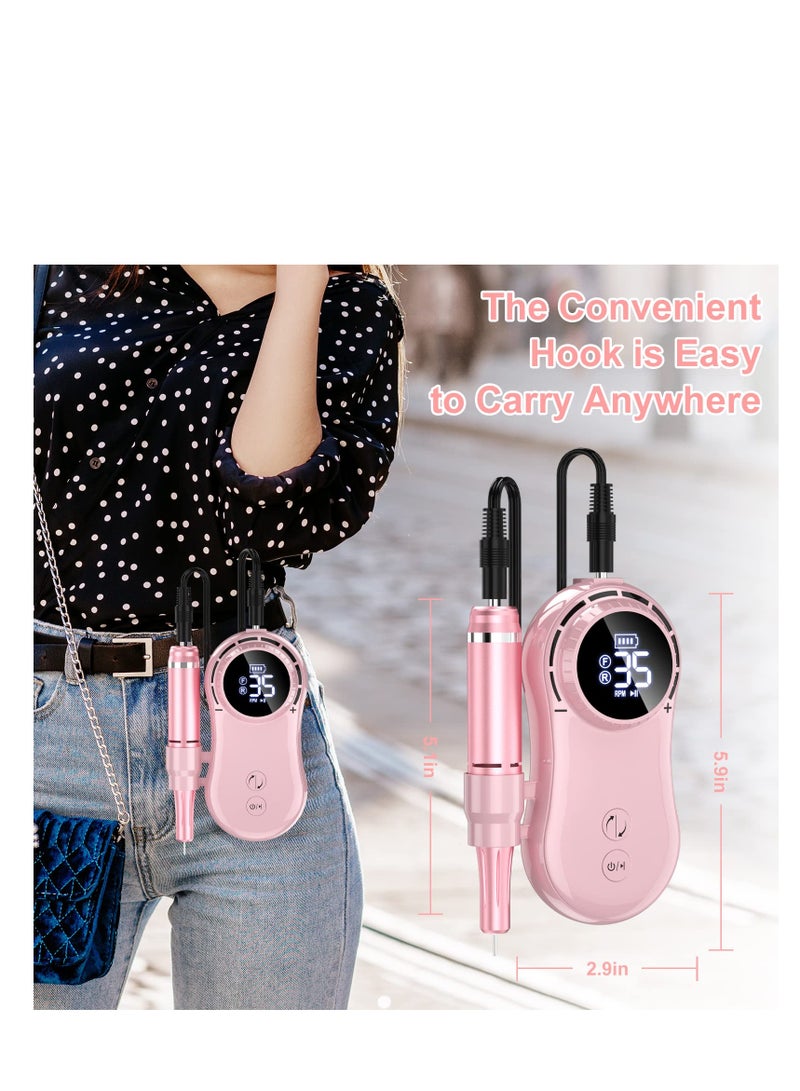 KASTWAVE Rechargeable Nail Drill Electric Nail File,Professional 35000RPM Nail Drills for Acrylic Nails, Manicure Pedicure Polishing with 11Pcs Nail Drill Bits and Sanding Bands for Home and Salon Use - Image 4