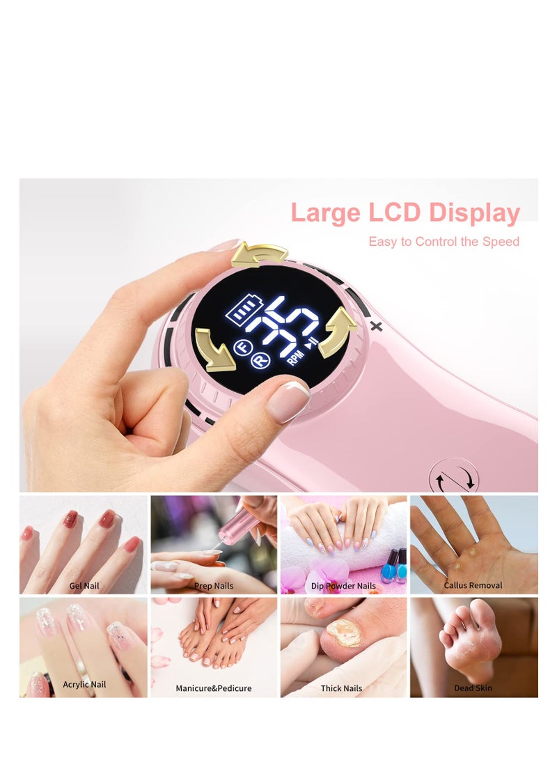 KASTWAVE Rechargeable Nail Drill Electric Nail File,Professional 35000RPM Nail Drills for Acrylic Nails, Manicure Pedicure Polishing with 11Pcs Nail Drill Bits and Sanding Bands for Home and Salon Use - Image 3