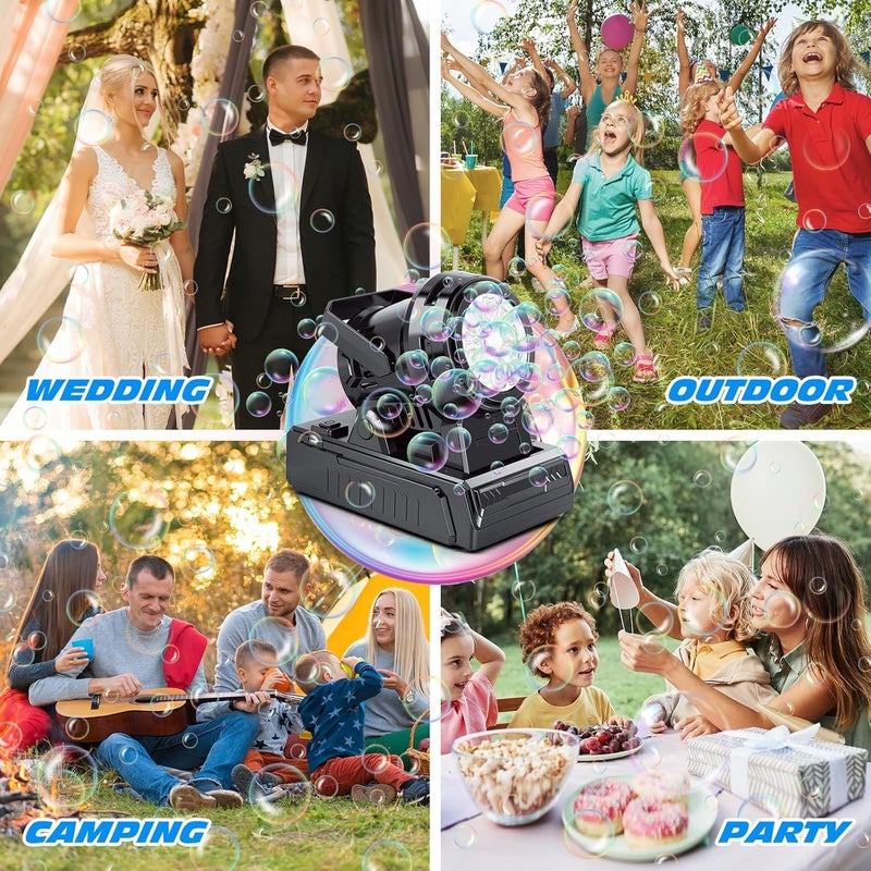 Tecnock Plug in Automatic Bubble Machine 3 Charging Methods Leak Proof Bubble Blower 20000+ Big Bubbles Per Min Portable 10 Holes Bubbles Maker for Outdoor Wedding Birthday Party - Image 5