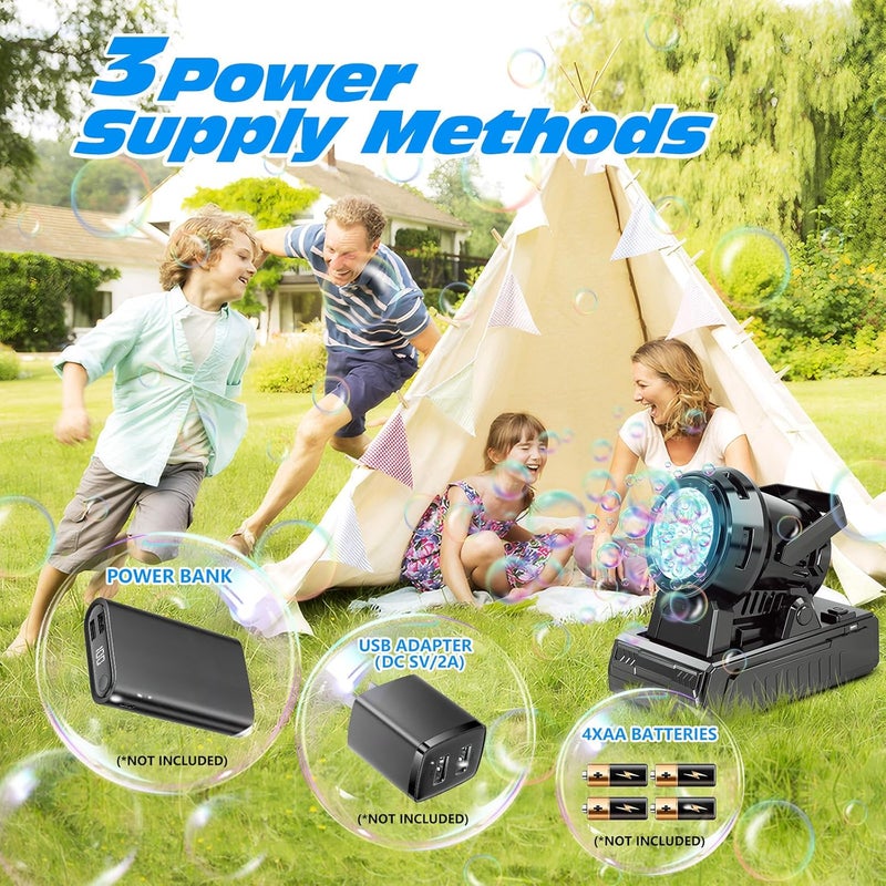 Tecnock Plug in Automatic Bubble Machine 3 Charging Methods Leak Proof Bubble Blower 20000+ Big Bubbles Per Min Portable 10 Holes Bubbles Maker for Outdoor Wedding Birthday Party - Image 3