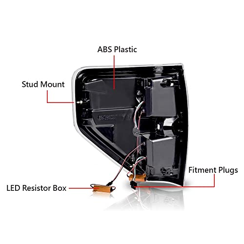 GPLUS G-PLUS LED Rear Tail Lights Compatible with Ford F150 2009-2014 Clear Lens Black Housing Left Driver & Right Passenger Tail lights Rear Brake Lamps Assembly Luces Traseras Faros Traseros - Image 3