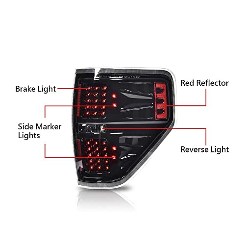 GPLUS G-PLUS LED Rear Tail Lights Compatible with Ford F150 2009-2014 Clear Lens Black Housing Left Driver & Right Passenger Tail lights Rear Brake Lamps Assembly Luces Traseras Faros Traseros - Image 2