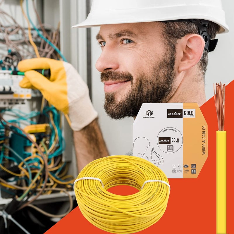 KLICK KLICK Copper Wire with Triple Layer PVC Coating Unilay Bunching Single Core Unsheathed Flexible Electric Cable for Domestic Industrial Connections Gold Series 10 mm 90m Long Yellow 5 Pcs  - Image 3