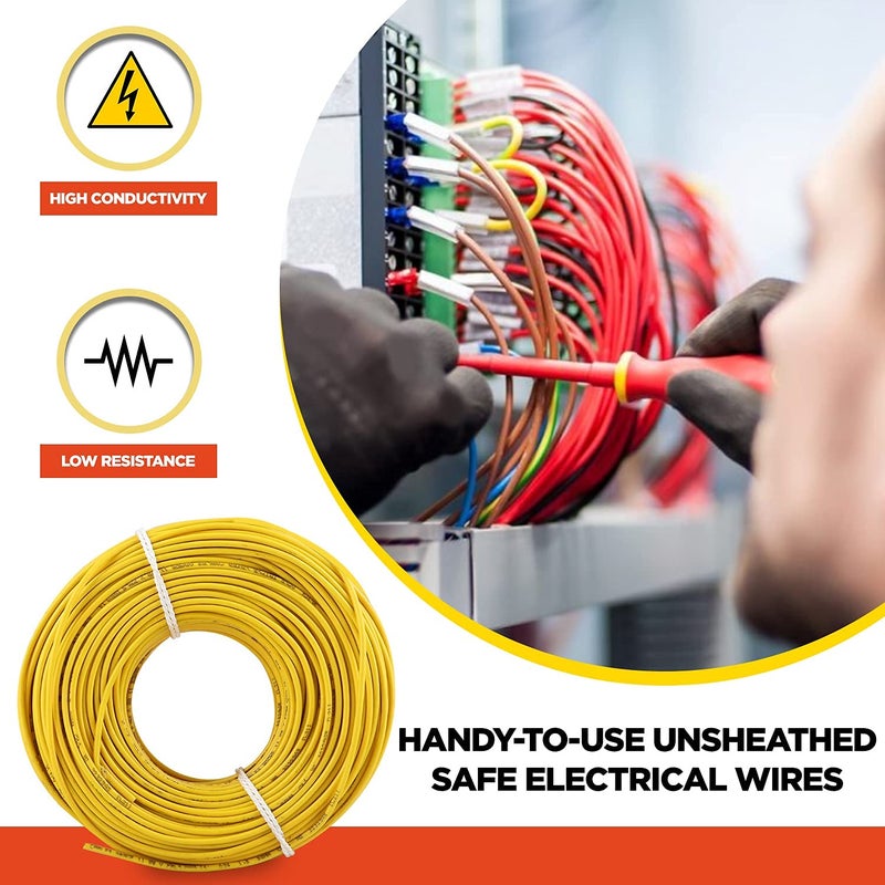 KLICK KLICK Copper Wire with Triple Layer PVC Coating Unilay Bunching Single Core Unsheathed Flexible Electric Cable for Domestic Industrial Connections Gold Series 10 mm 90m Long Yellow 5 Pcs  - Image 2