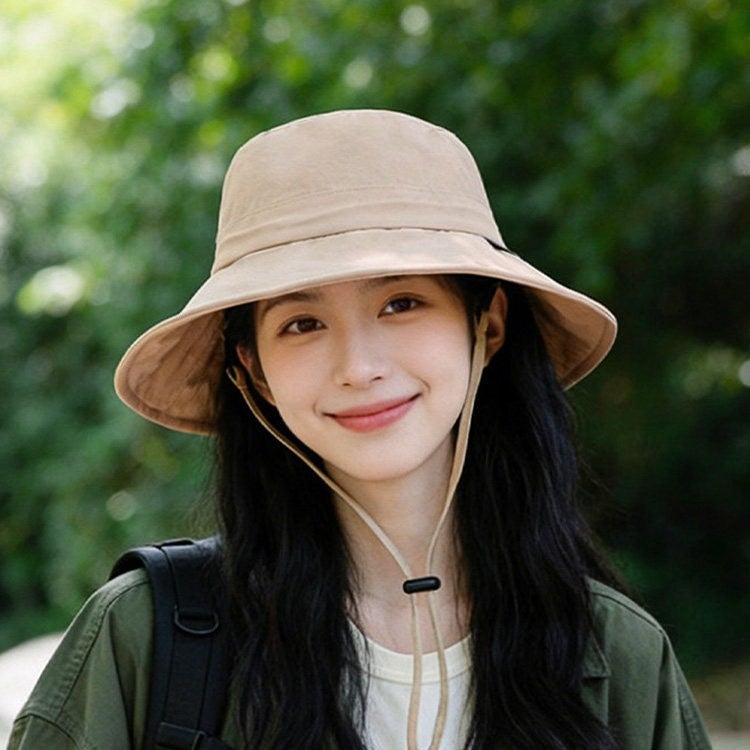 Women's Outdoor Fisherman Hat Sun Protection Bucket Hat with Adjustable Drawstring - Image 4